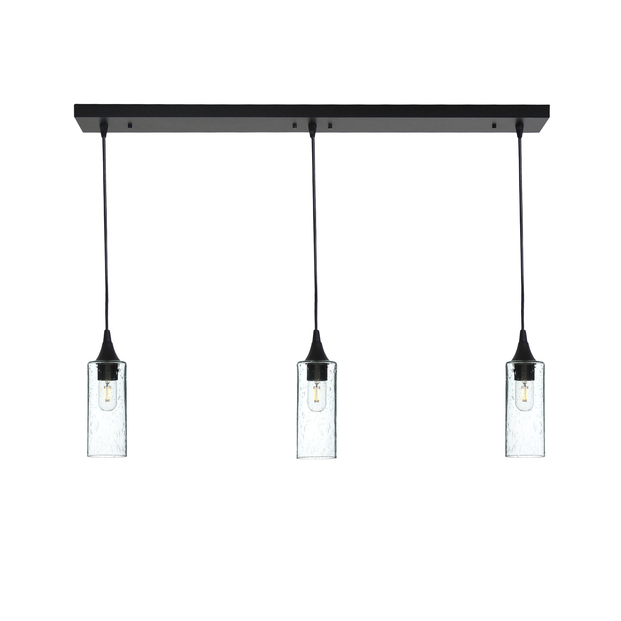 513 3 Pendant Linear Chandelier-Glass-Bicycle Glass Co - Hotshop-Matte Black - Custom-Lunar-Eco Clear-Bicycle Glass Co