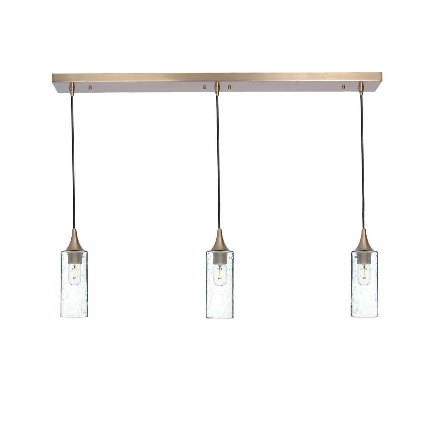 513 3 Pendant Linear Chandelier-Glass-Bicycle Glass Co - Hotshop-Polished Brass - Custom-Lunar-Eco Clear-Bicycle Glass Co