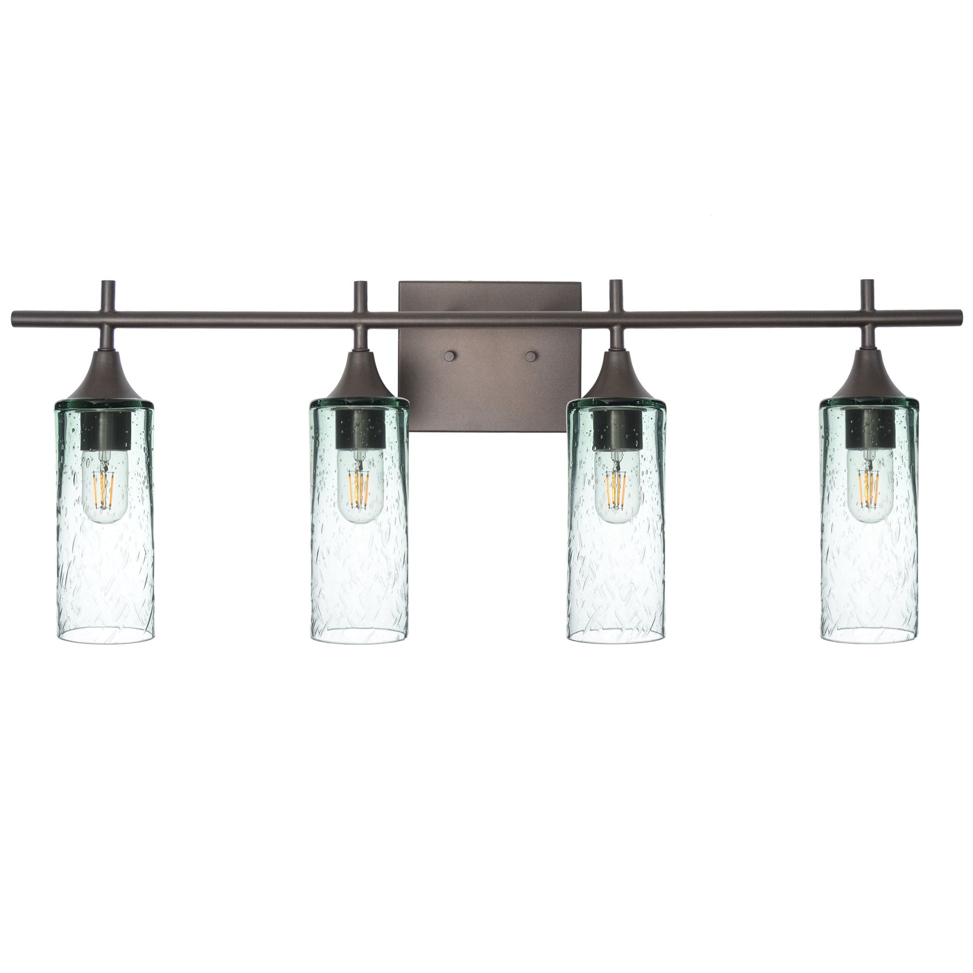 513 4-Light Vanity-Bicycle Glass Co-Lunar-Eco Clear-Antique Bronze-Bicycle Glass Co