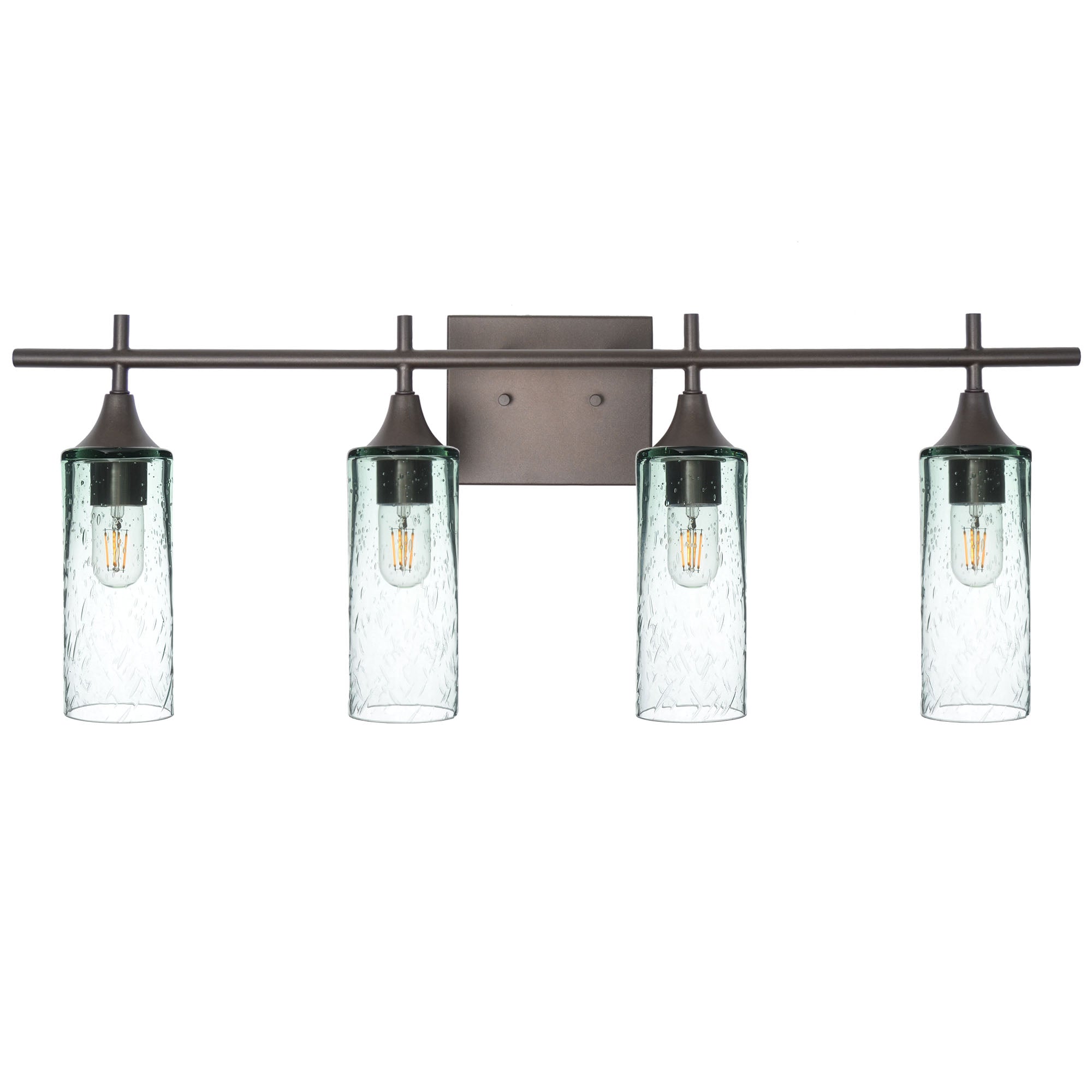 513 4-Light Vanity-Bicycle Glass Co-Lunar-Eco Clear-Antique Bronze-Bicycle Glass Co