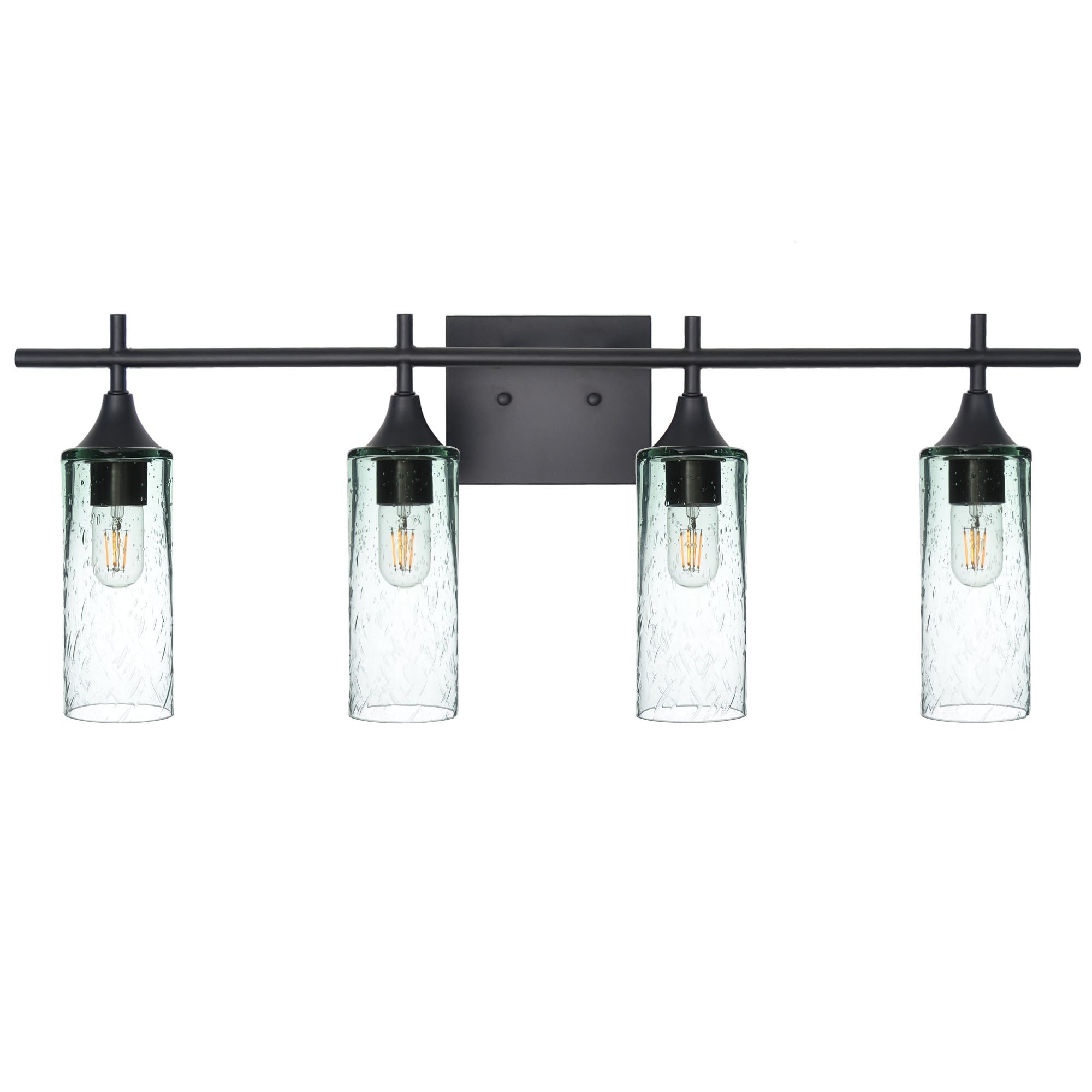 513 4-Light Vanity-Bicycle Glass Co-Lunar-Eco Clear-Matte Black-Bicycle Glass Co