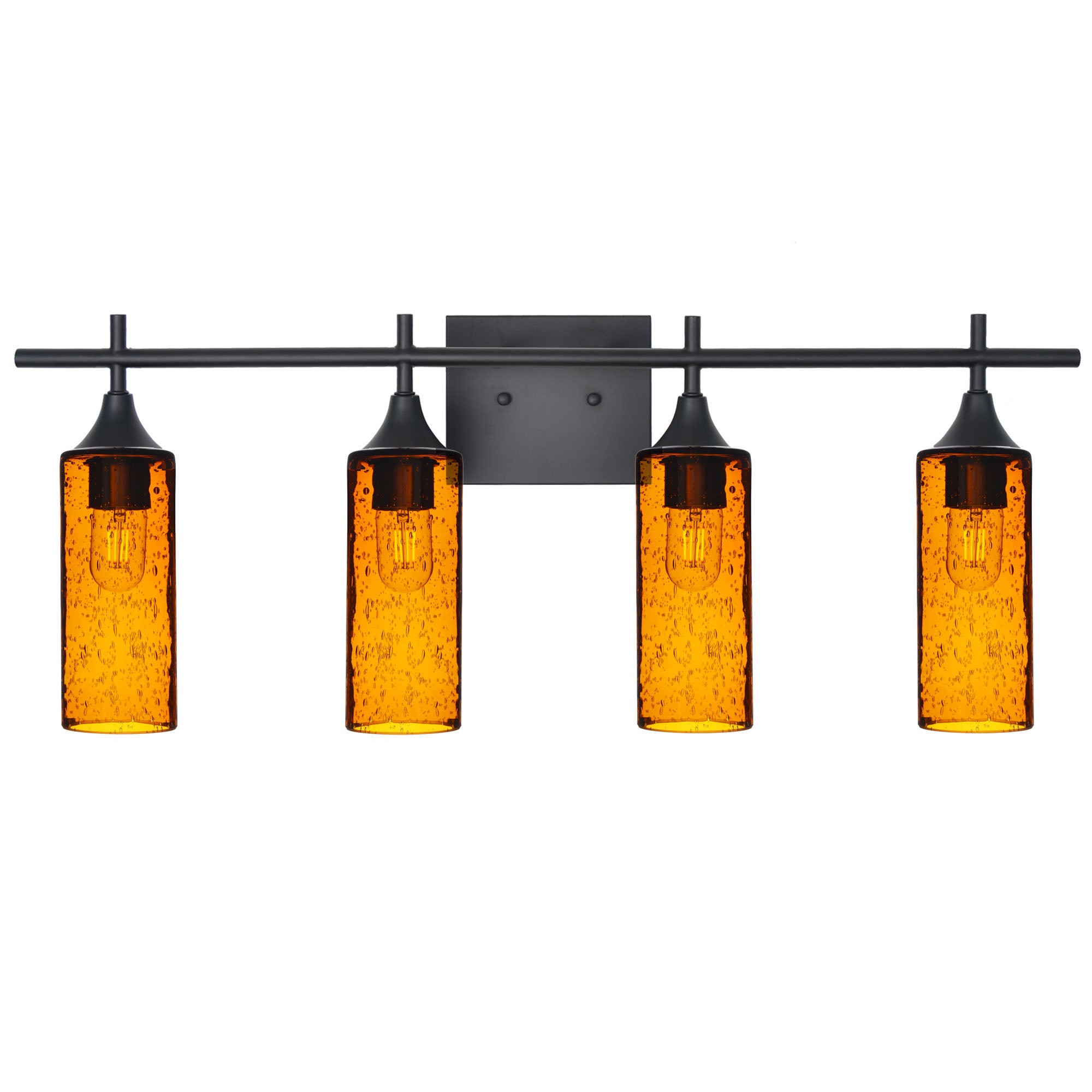 513 4-Light Vanity-Bicycle Glass Co-Lunar-Golden Amber-Matte Black-Bicycle Glass Co