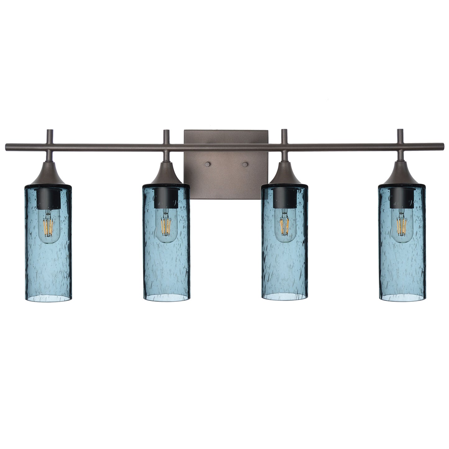 513 4-Light Vanity-Bicycle Glass Co-Lunar-Slate Gray-Antique Bronze-Bicycle Glass Co