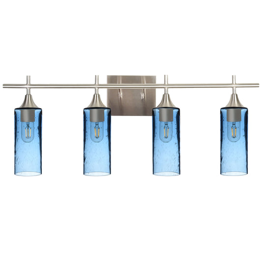 513 4-Light Vanity-Bicycle Glass Co-Lunar-Steel Blue-Brushed Nickel-Bicycle Glass Co