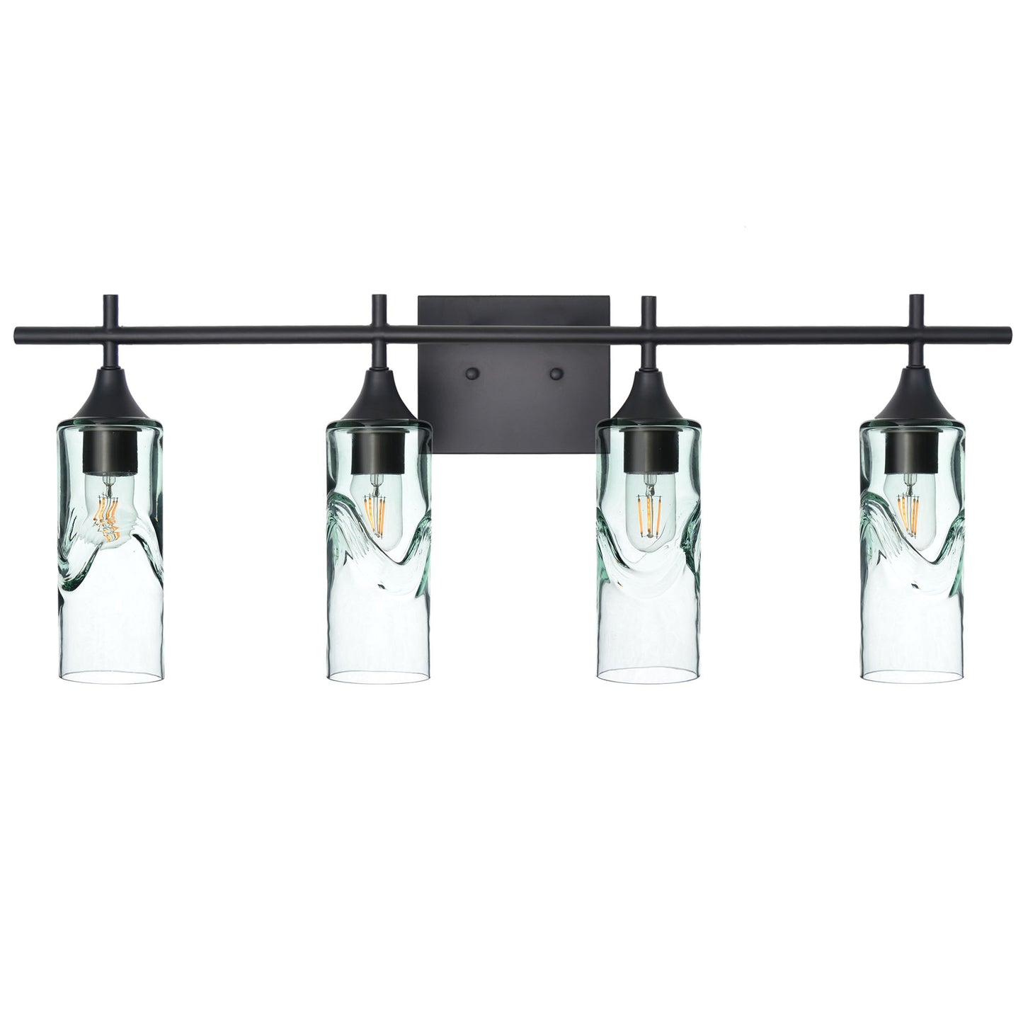 513 4-Light Vanity-Bicycle Glass Co-Swell-Eco Clear-Matte Black-Bicycle Glass Co