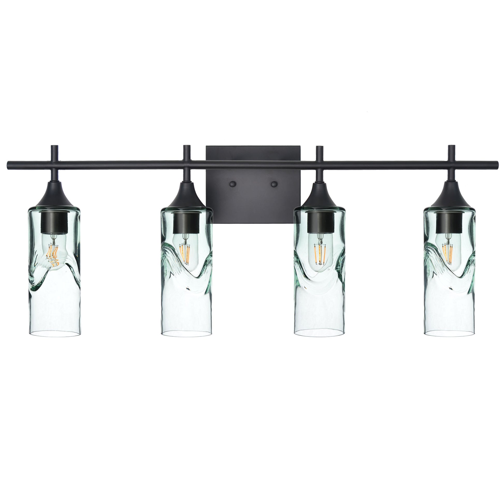 513 4-Light Vanity-Bicycle Glass Co-Swell-Eco Clear-Matte Black-Bicycle Glass Co