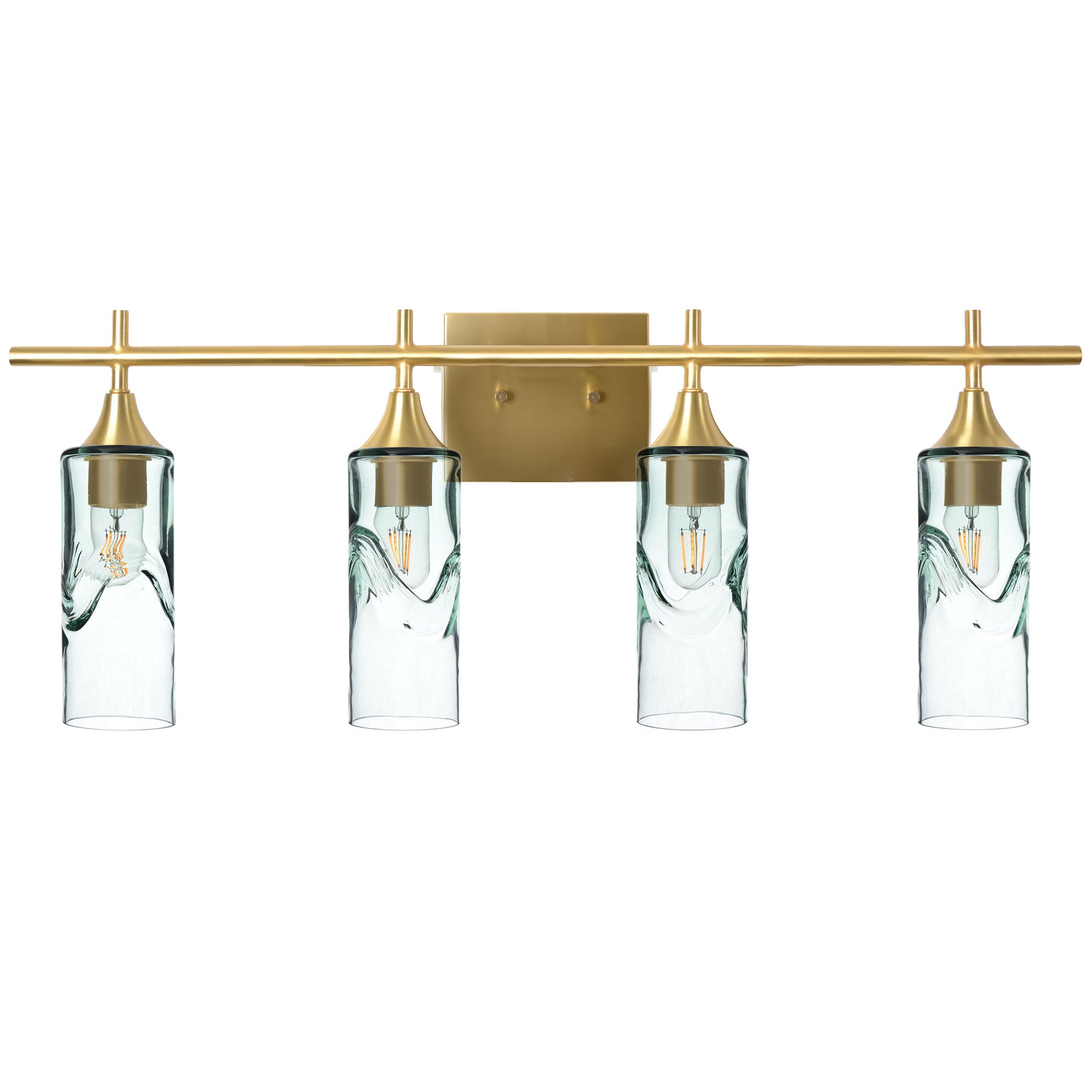 513 4-Light Vanity-Bicycle Glass Co-Swell-Eco Clear-Polished Brass-Bicycle Glass Co