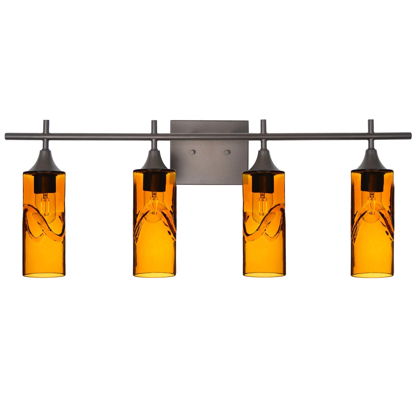 513 Swell: 4 Light Wall Vanity-Glass-Bicycle Glass Co - Hotshop-Golden Amber-Dark Bronze-Bicycle Glass Co