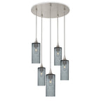 513 5 Pendant Cascade Chandelier-Glass-Bicycle Glass Co-Lunar-Slate Gray-Brushed Nickel - 4ft Cord-Bicycle Glass Co