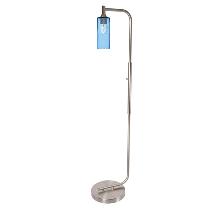 513 Floor Lamp-Glass-Bicycle Glass Co - Hotshop-Lunar-Steel Blue-Brushed Nickel-Bicycle Glass Co