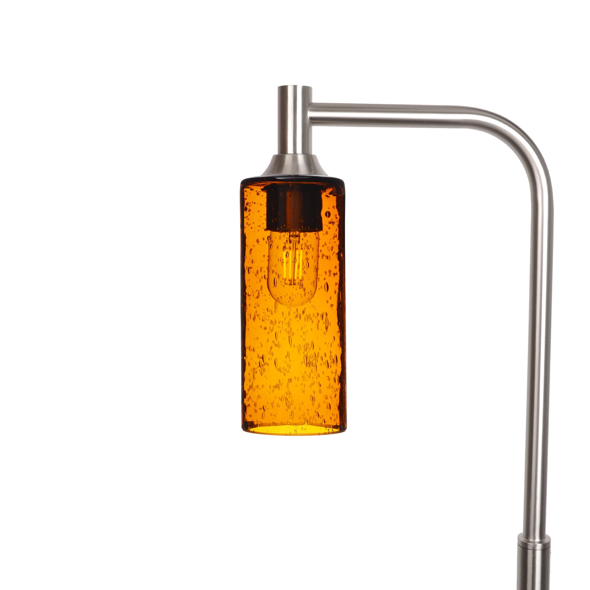 513 Floor Lamp-Glass-Bicycle Glass Co - Hotshop-Lunar-Golden Amber-Brushed Nickel-Bicycle Glass Co
