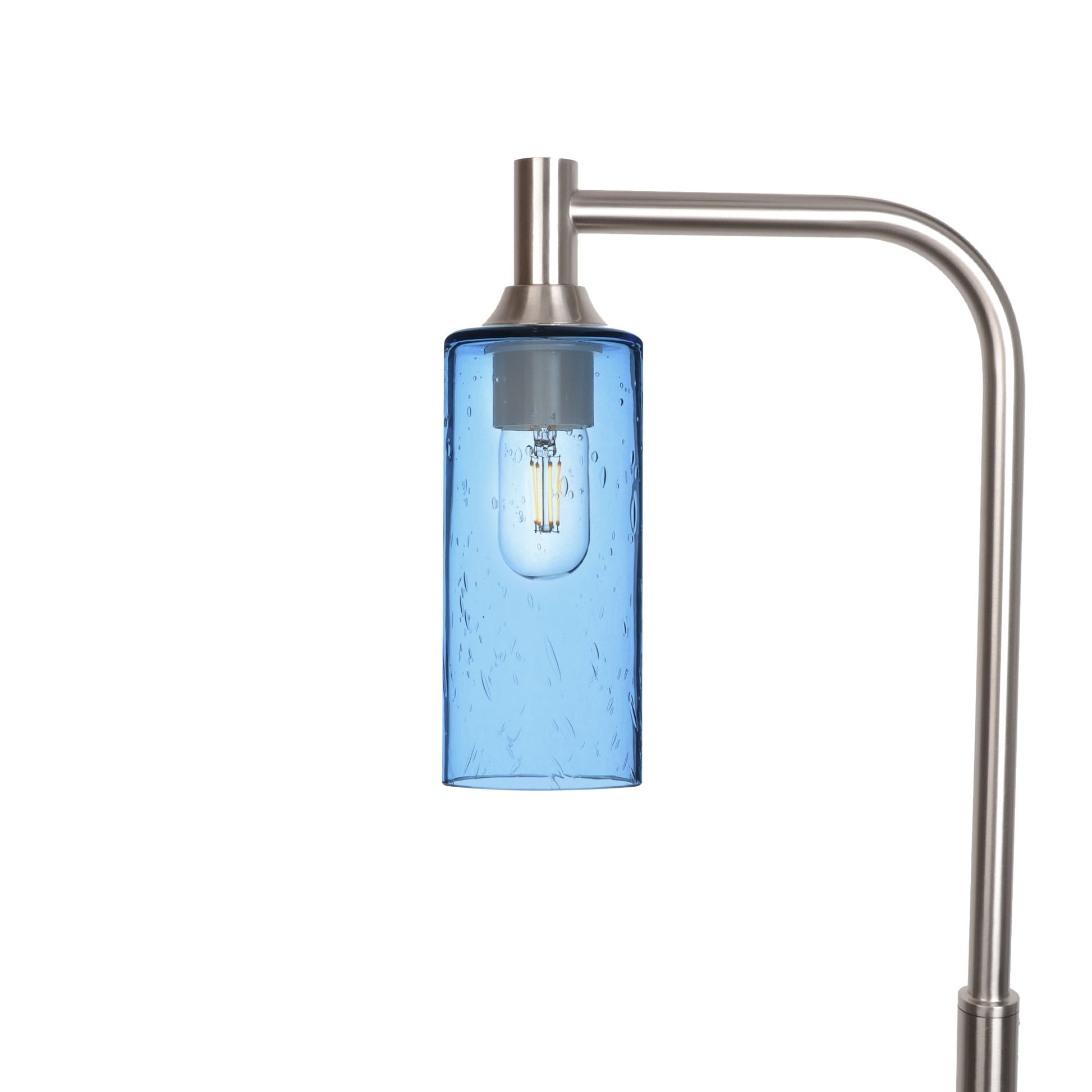 513 Floor Lamp-Glass-Bicycle Glass Co - Hotshop-Lunar-Steel Blue-Brushed Nickel-Bicycle Glass Co