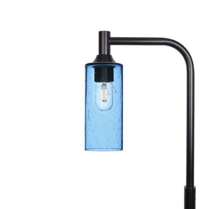 513 Floor Lamp-Glass-Bicycle Glass Co - Hotshop-Lunar-Steel Blue-Matte Black-Bicycle Glass Co