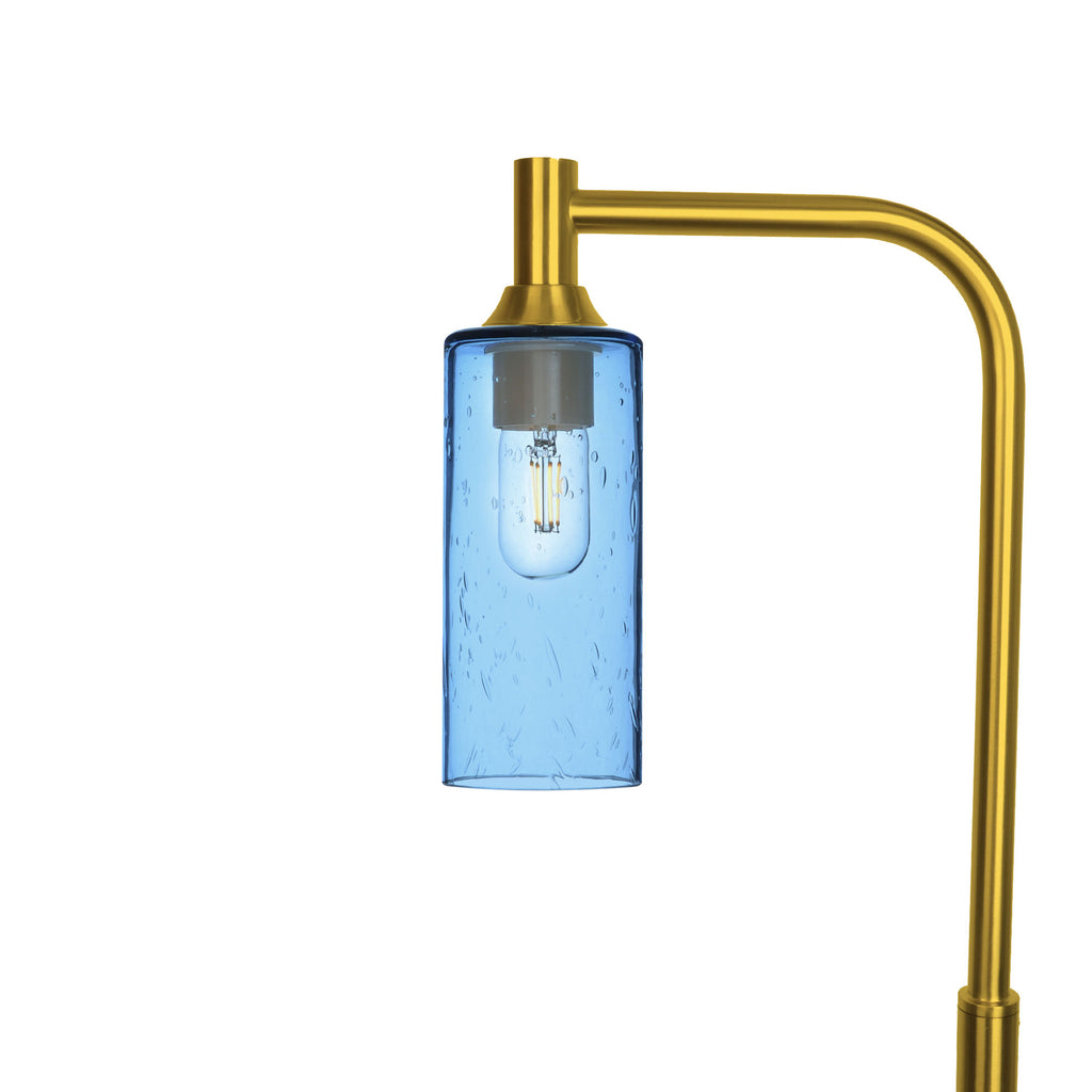 513 Floor Lamp-Glass-Bicycle Glass Co - Hotshop-Lunar-Steel Blue-Polished Brass-Bicycle Glass Co