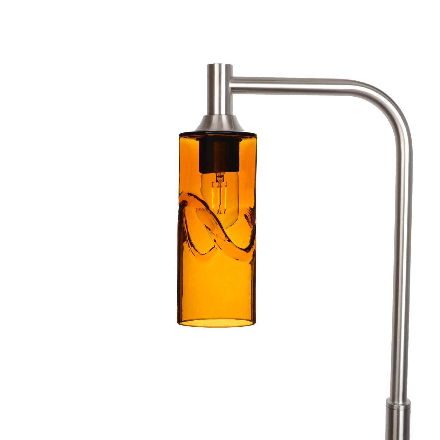 513 Floor Lamp-Glass-Bicycle Glass Co - Hotshop-Swell-Golden Amber-Brushed Nickel-Bicycle Glass Co