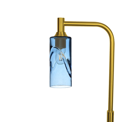 513 Floor Lamp-Glass-Bicycle Glass Co - Hotshop-Swell-Steel Blue-Polished Brass-Bicycle Glass Co