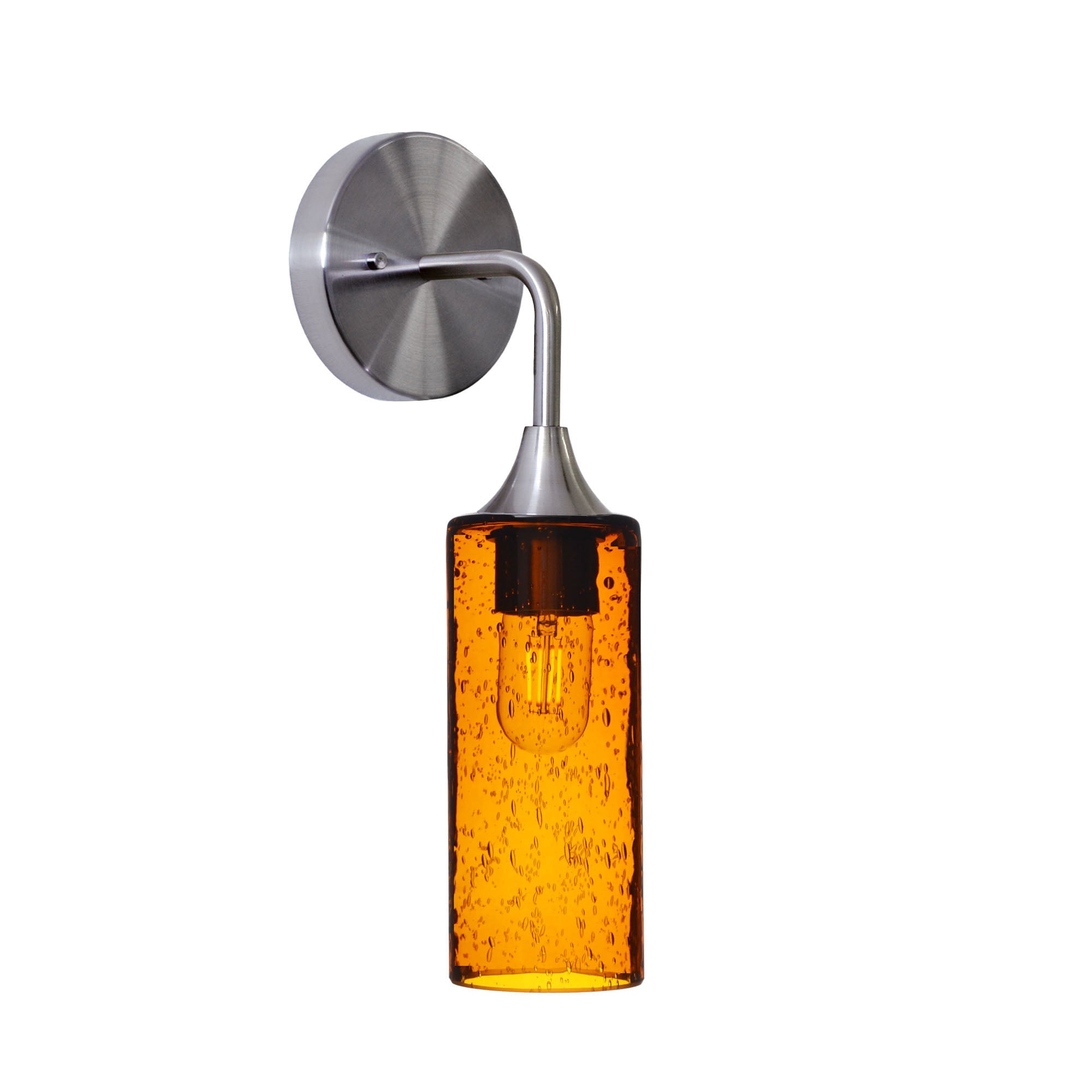 513 Interior Wall sconce-Glass-Bicycle Glass Co-Lunar-Golden Amber-Brushed Nickel-Bicycle Glass Co