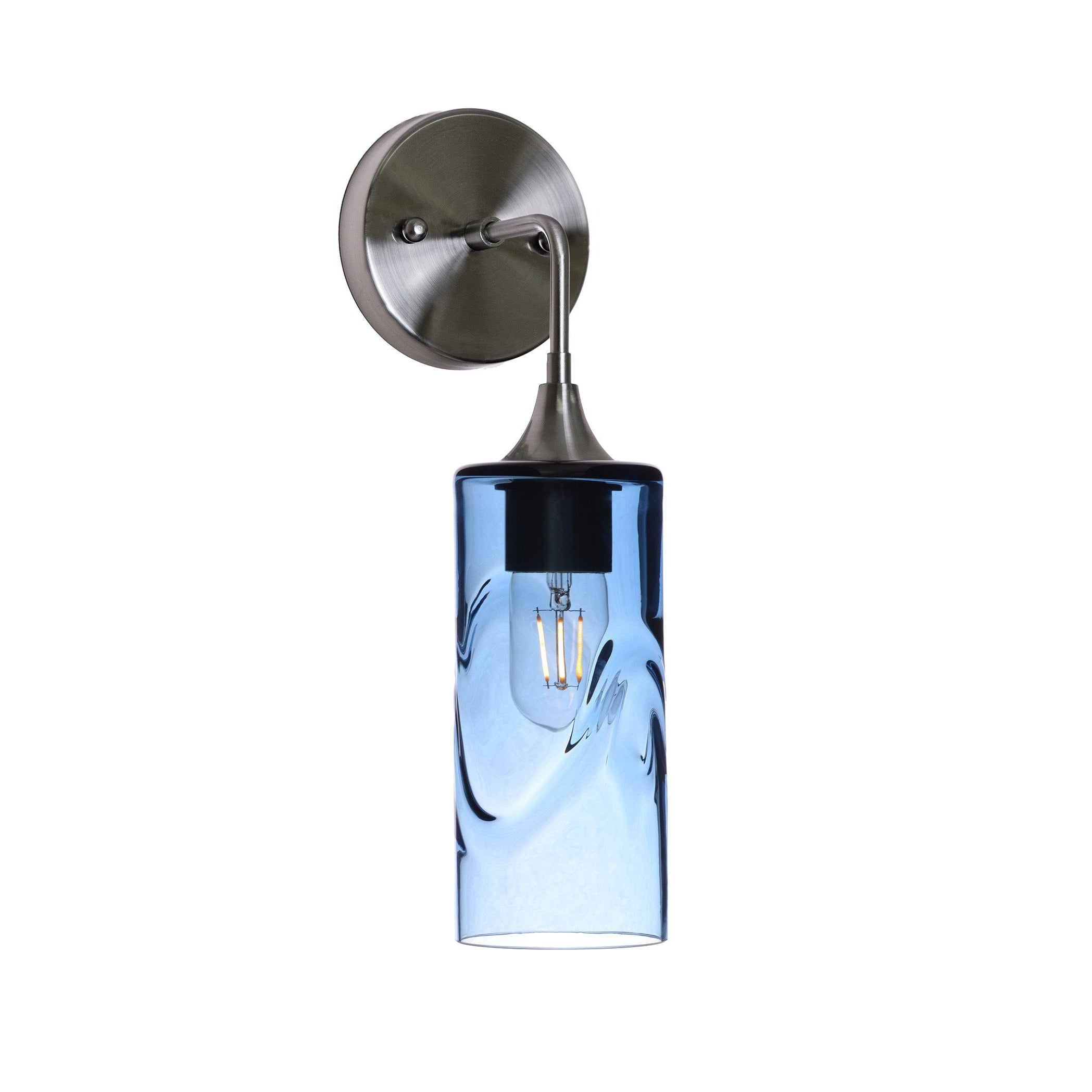513 Interior Wall sconce-Glass-Bicycle Glass Co-Swell-Steel Blue-Brushed Nickel-Bicycle Glass Co