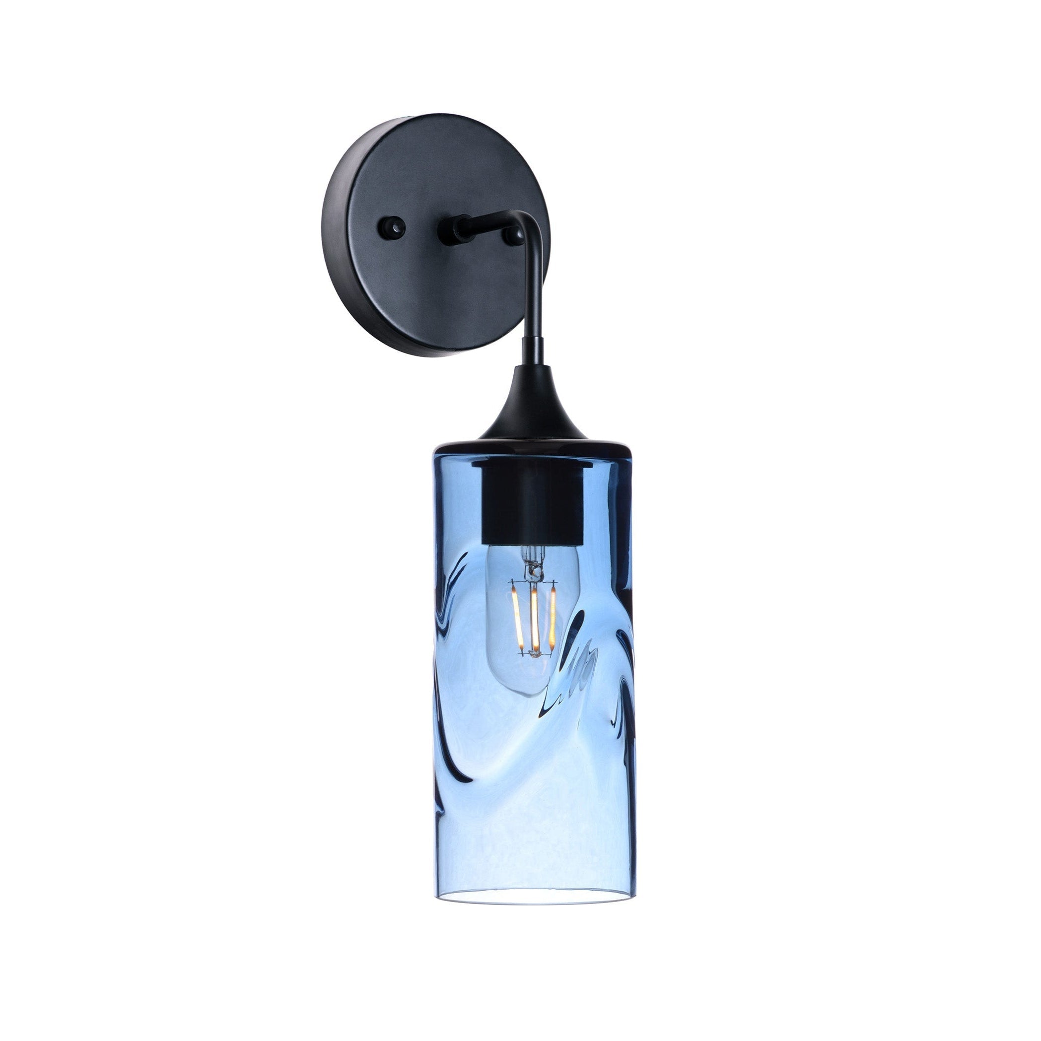 513 Interior Wall sconce-Glass-Bicycle Glass Co-Swell-Steel Blue-Matte Black-Bicycle Glass Co