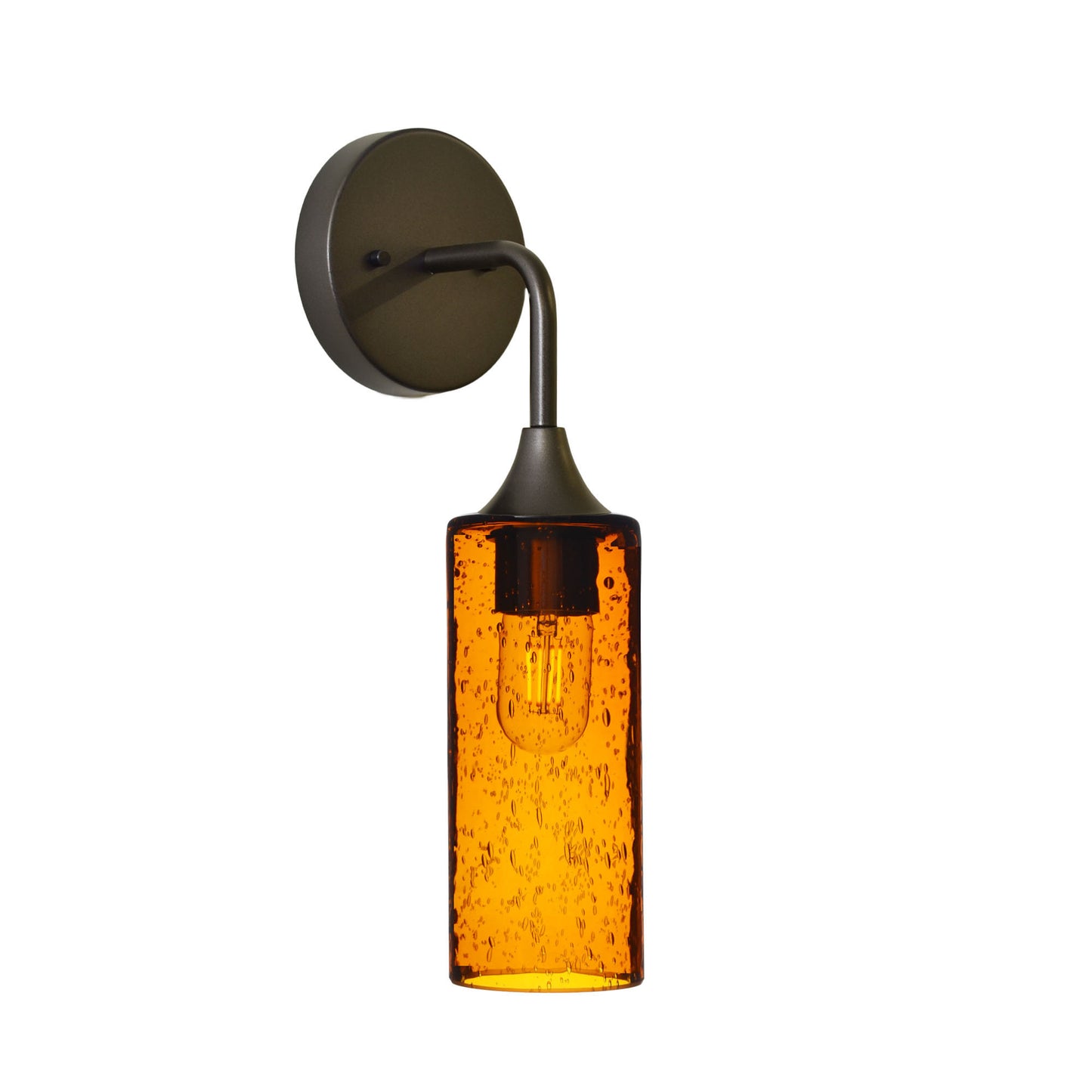 513 Interior Wall sconce-Glass-Bicycle Glass Co-Lunar-Golden Amber-Antique Bronze-Bicycle Glass Co