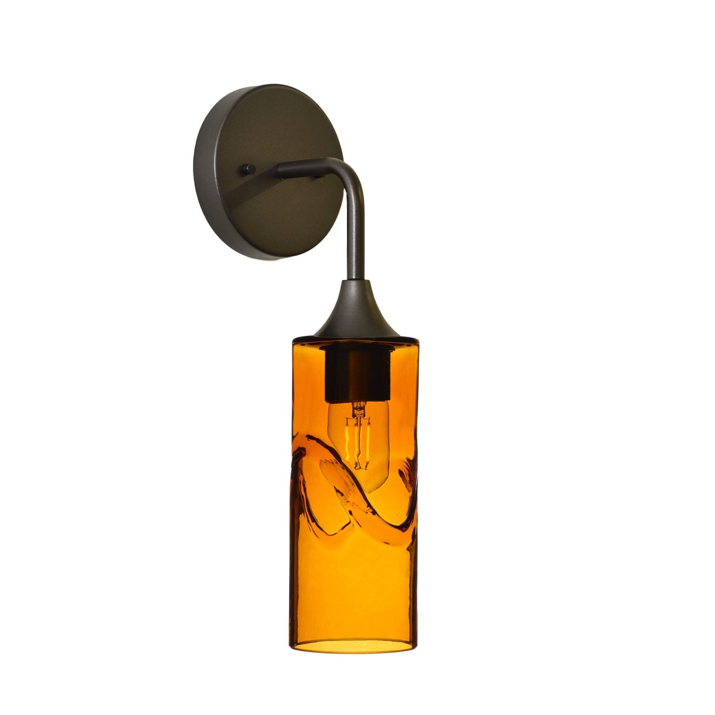 513 Interior Wall sconce-Glass-Bicycle Glass Co-Swell-Golden Amber-Antique Bronze-Bicycle Glass Co