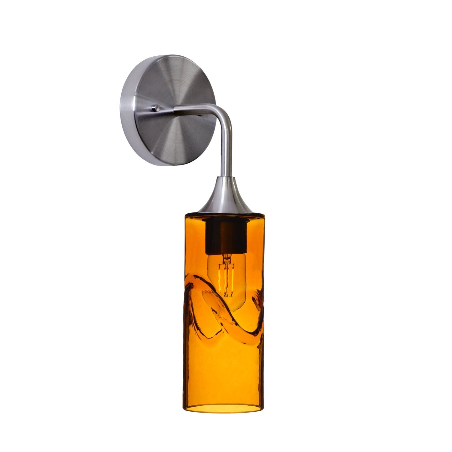 513 Interior Wall sconce-Glass-Bicycle Glass Co-Swell-Golden Amber-Brushed Nickel-Bicycle Glass Co