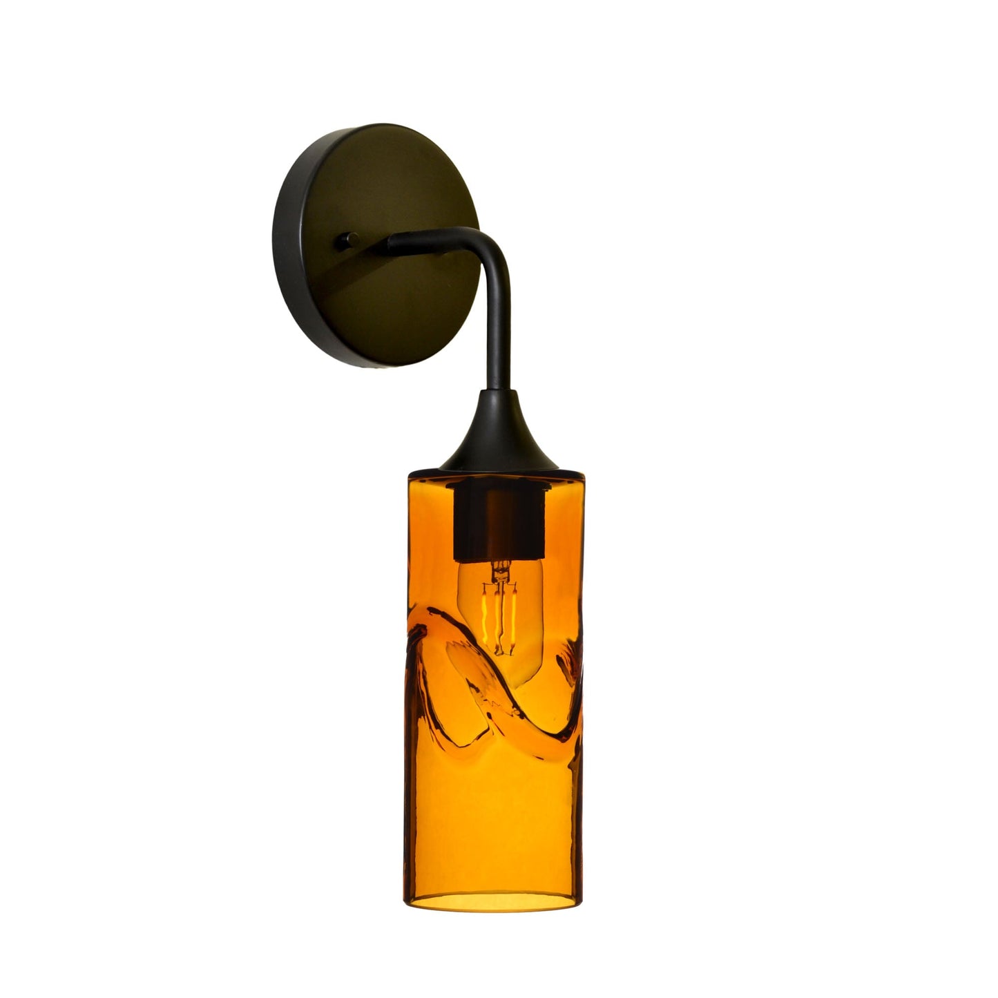 513 Interior Wall sconce-Glass-Bicycle Glass Co-Swell-Golden Amber-Matte Black-Bicycle Glass Co