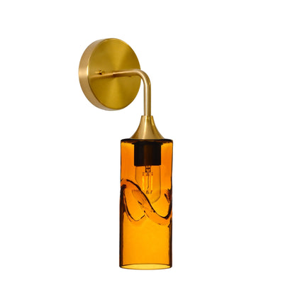 513 Interior Wall sconce-Glass-Bicycle Glass Co-Swell-Golden Amber-Polished Brass-Bicycle Glass Co