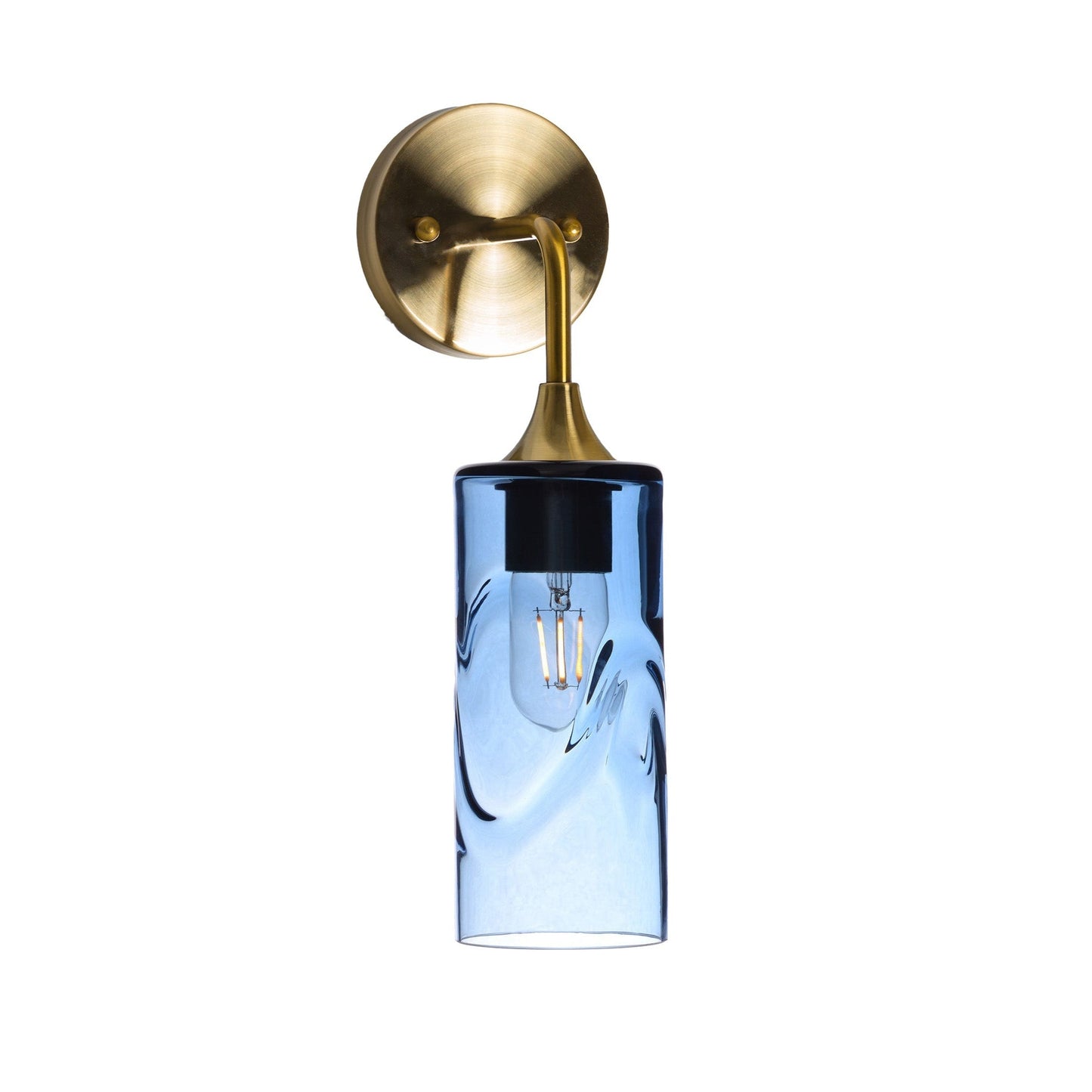 513 Interior Wall sconce-Glass-Bicycle Glass Co-Swell-Steel Blue-Polished Brass-Bicycle Glass Co