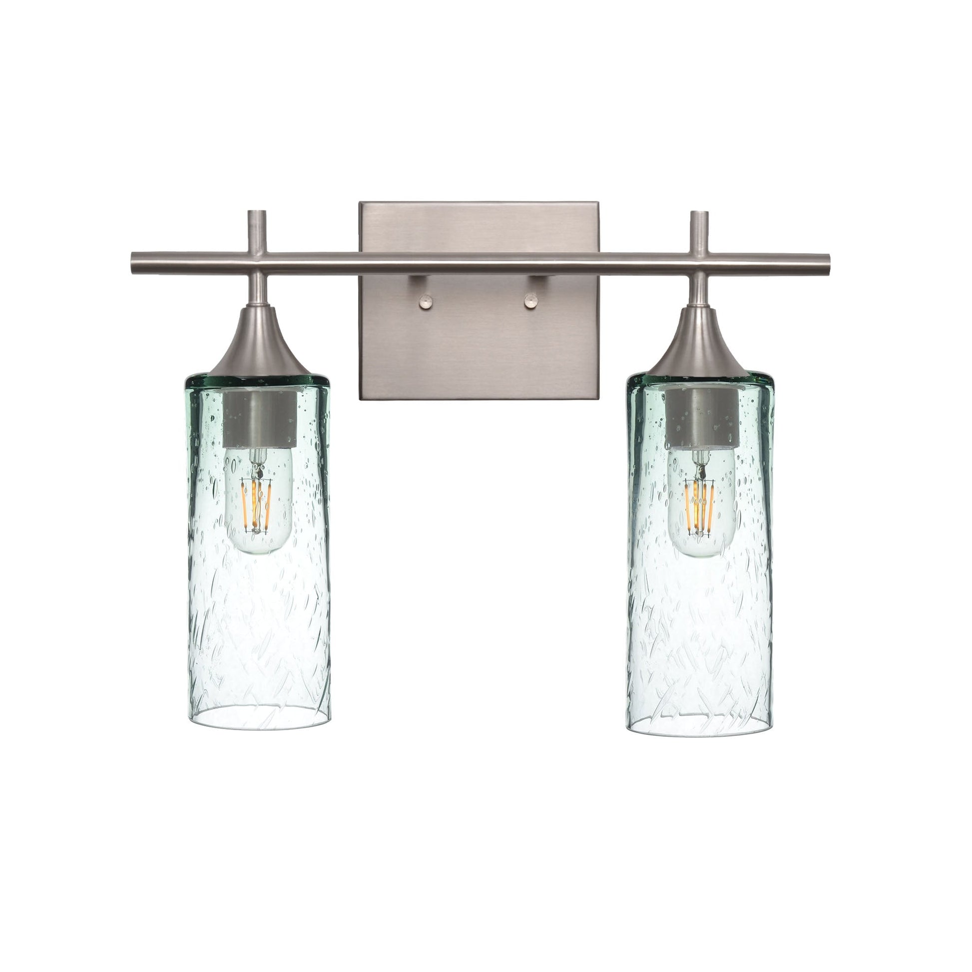 513 Lunar: 2 Light Wall Vanity-Glass-Bicycle Glass Co - Hotshop-Eco Clear-Brushed Nickel-Bicycle Glass Co