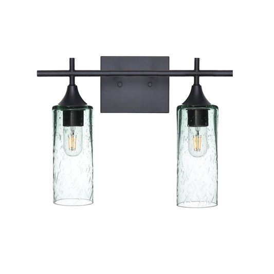 513 Lunar: 2 Light Wall Vanity-Glass-Bicycle Glass Co - Hotshop-Eco Clear-Matte Black-Bicycle Glass Co