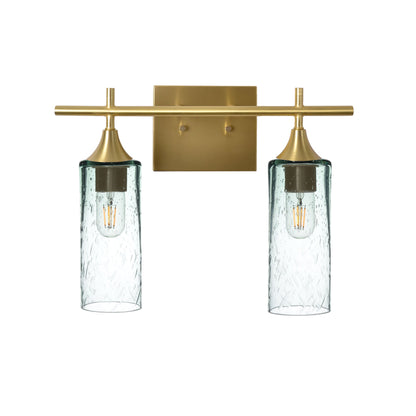 513 Lunar: 2 Light Wall Vanity-Glass-Bicycle Glass Co - Hotshop-Eco Clear-Satin Brass-Bicycle Glass Co