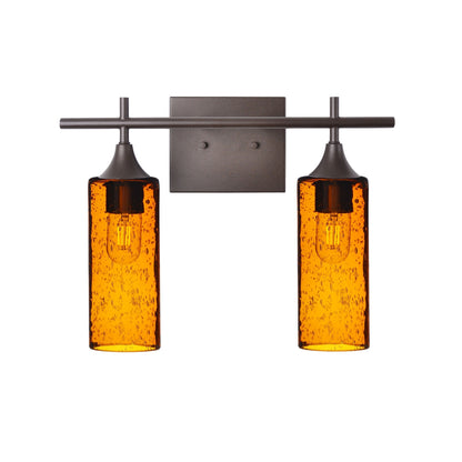 513 Lunar: 2 Light Wall Vanity-Glass-Bicycle Glass Co - Hotshop-Golden Amber-Dark Bronze-Bicycle Glass Co