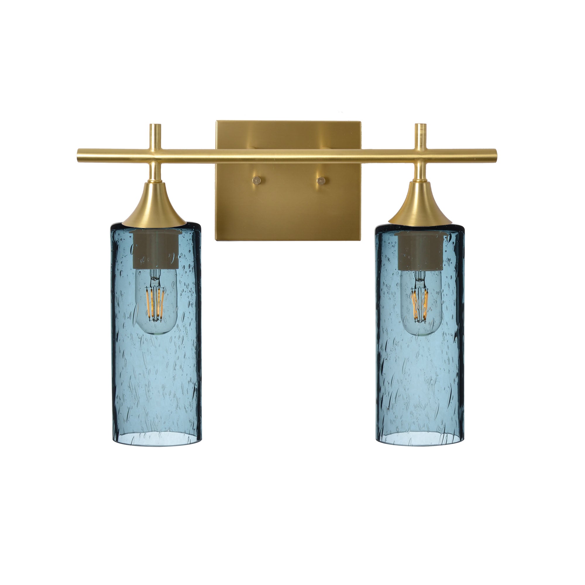 513 Lunar: 2 Light Wall Vanity-Glass-Bicycle Glass Co - Hotshop-Slate Gray-Polished Brass-Bicycle Glass Co