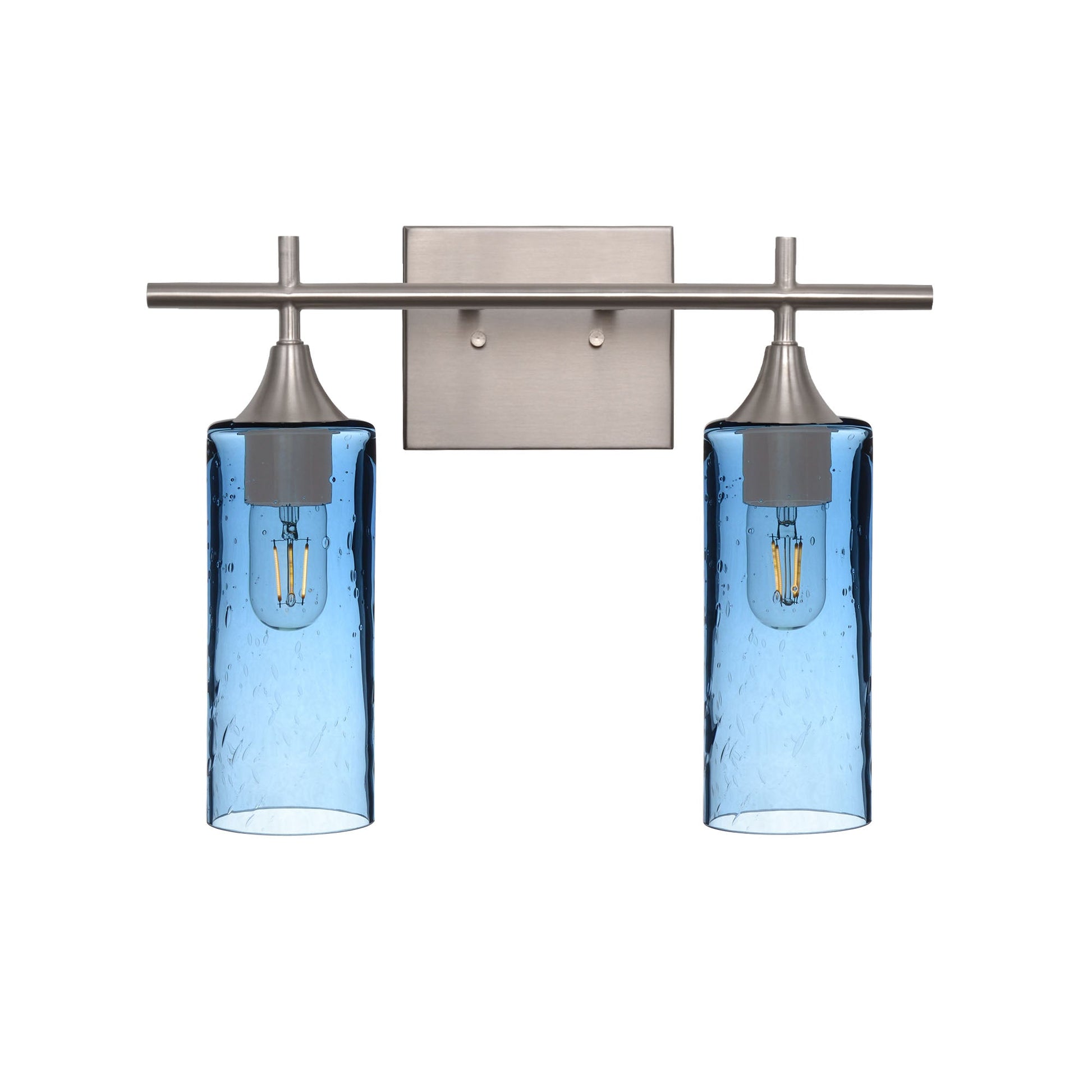 513 Lunar: 2 Light Wall Vanity-Glass-Bicycle Glass Co - Hotshop-Steel Blue-Brushed Nickel-Bicycle Glass Co