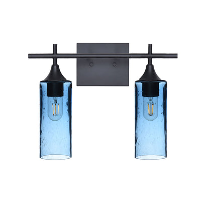 513 Lunar: 2 Light Wall Vanity-Glass-Bicycle Glass Co - Hotshop-Steel Blue-Matte Black-Bicycle Glass Co