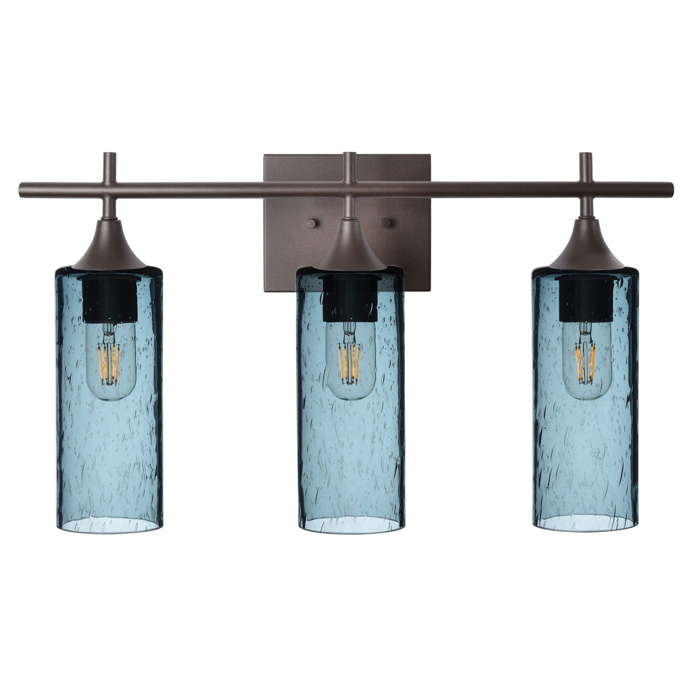 513 Lunar: 3 Light Wall Vanity-Glass-Bicycle Glass Co - Hotshop-Slate Gray-Antique Bronze-Bicycle Glass Co