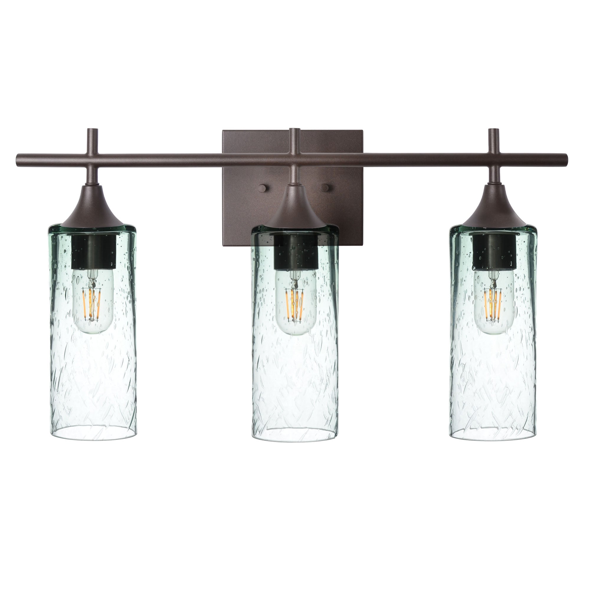513 Lunar: 3 Light Wall Vanity-Glass-Bicycle Glass Co - Hotshop-Eco Clear-Antique Bronze-Bicycle Glass Co