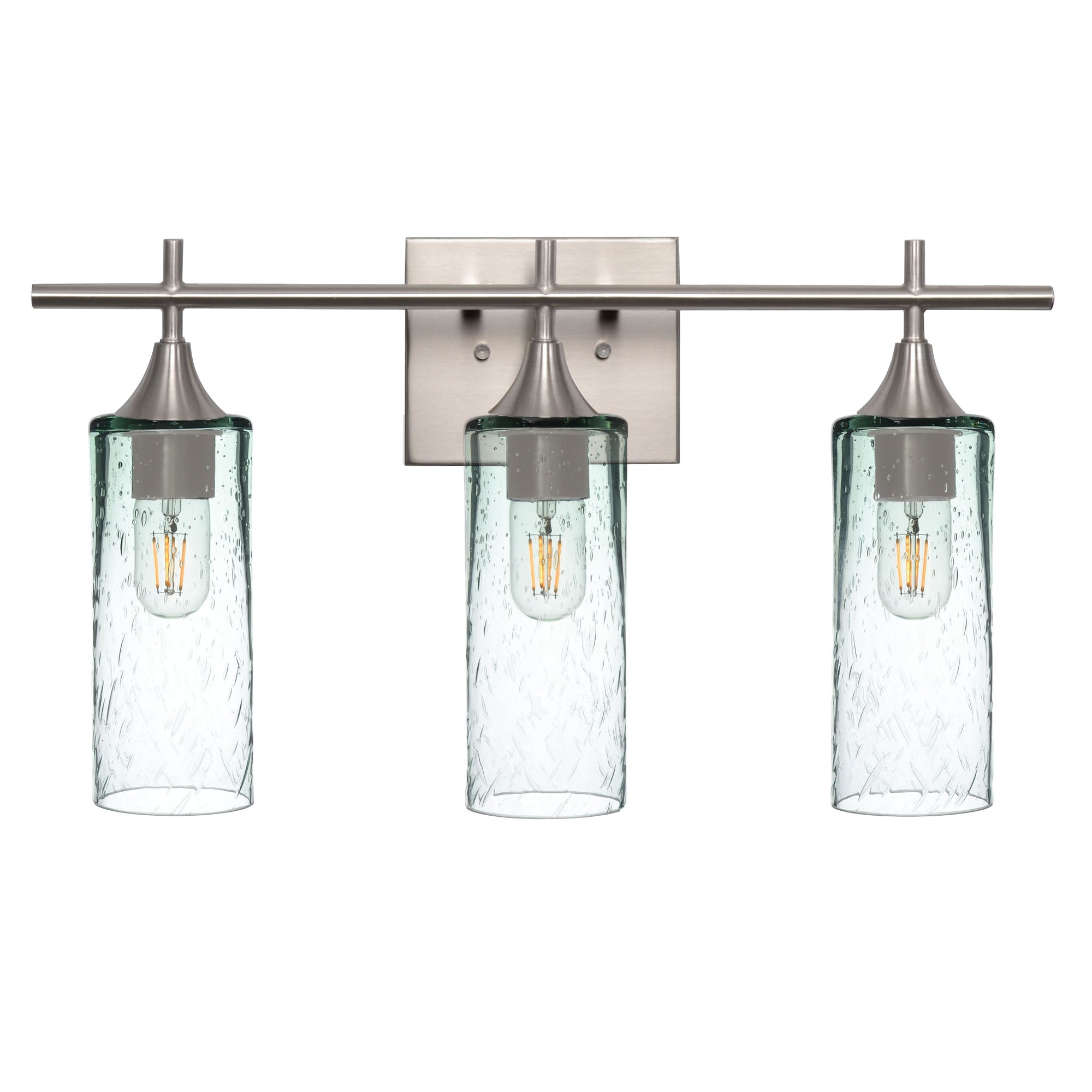 513 Lunar: 3 Light Wall Vanity-Glass-Bicycle Glass Co - Hotshop-Eco Clear-Brushed Nickel-Bicycle Glass Co
