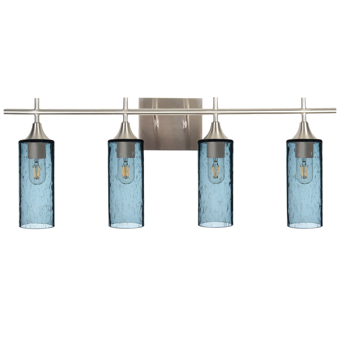 513 Lunar: 4 Light Wall Vanity-Glass-Bicycle Glass Co - Hotshop-Slate Gray-Brushed Nickel-Bicycle Glass Co