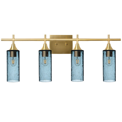 513 Lunar: 4 Light Wall Vanity-Glass-Bicycle Glass Co - Hotshop-Slate Gray-Polished Brass-Bicycle Glass Co
