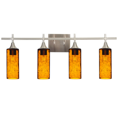 513 Lunar: 4 Light Wall Vanity-Glass-Bicycle Glass Co - Hotshop-Golden Amber-Brushed Nickel-Bicycle Glass Co