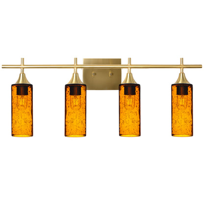 513 Lunar: 4 Light Wall Vanity-Glass-Bicycle Glass Co - Hotshop-Golden Amber-Polished Brass-Bicycle Glass Co