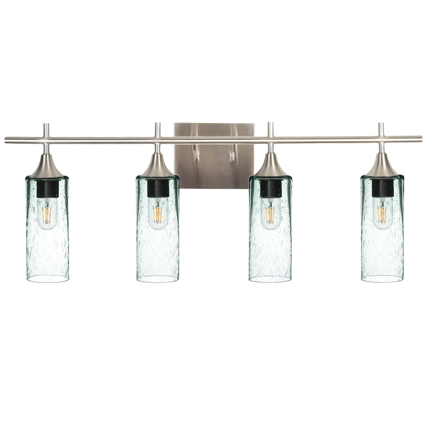 513 Lunar: 4 Light Wall Vanity-Glass-Bicycle Glass Co - Hotshop-Eco Clear-Brushed Nickel-Bicycle Glass Co