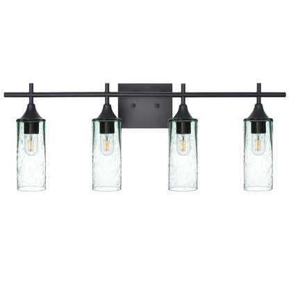 513 Lunar: 4 Light Wall Vanity-Glass-Bicycle Glass Co - Hotshop-Eco Clear-Matte Black-Bicycle Glass Co