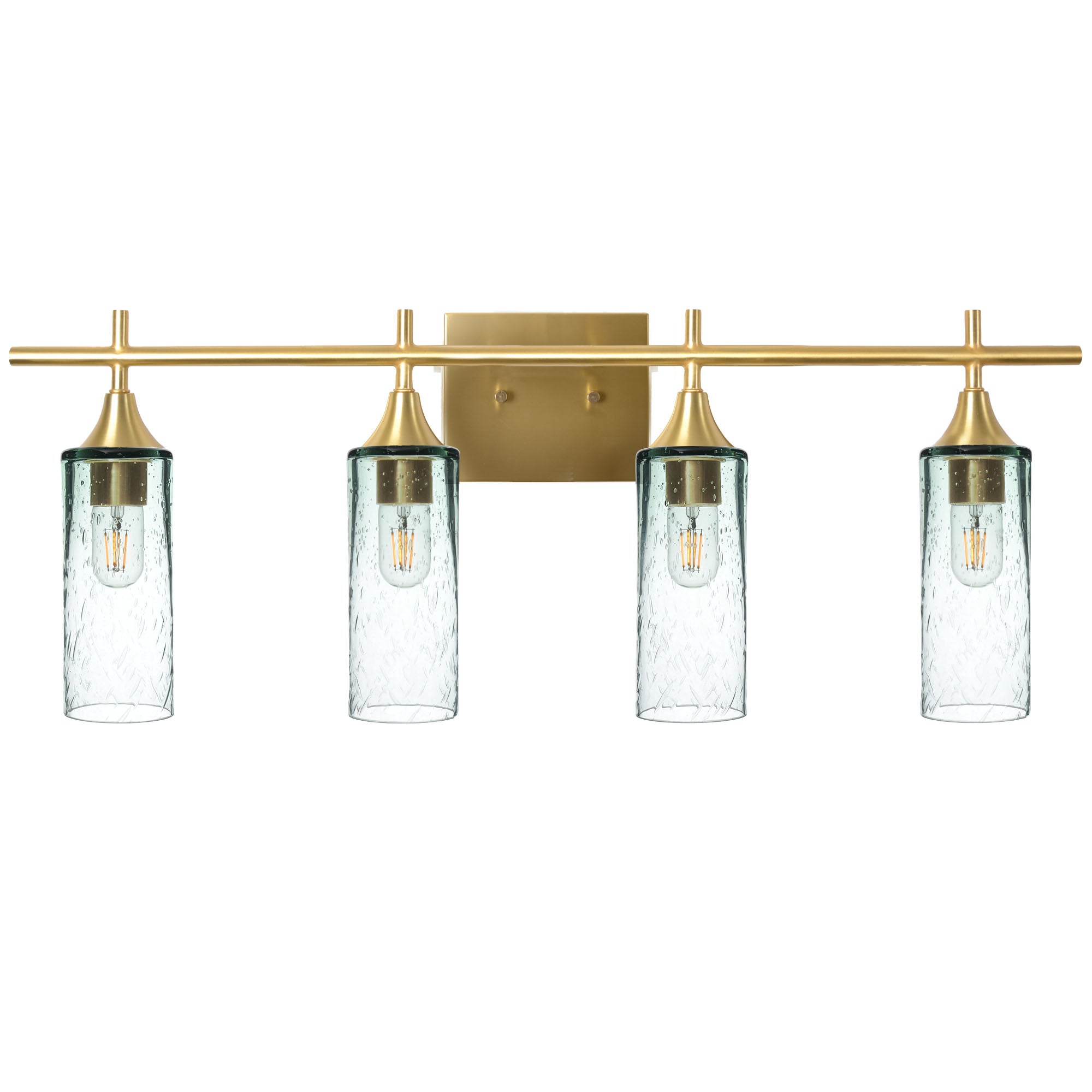 513 Lunar: 4 Light Wall Vanity-Glass-Bicycle Glass Co - Hotshop-Eco Clear-Polished Brass-Bicycle Glass Co