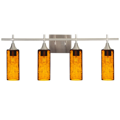 513 Lunar: 4 Light Wall Vanity-Glass-Bicycle Glass Co - Hotshop-Golden Amber-Brushed Nickel-Bicycle Glass Co