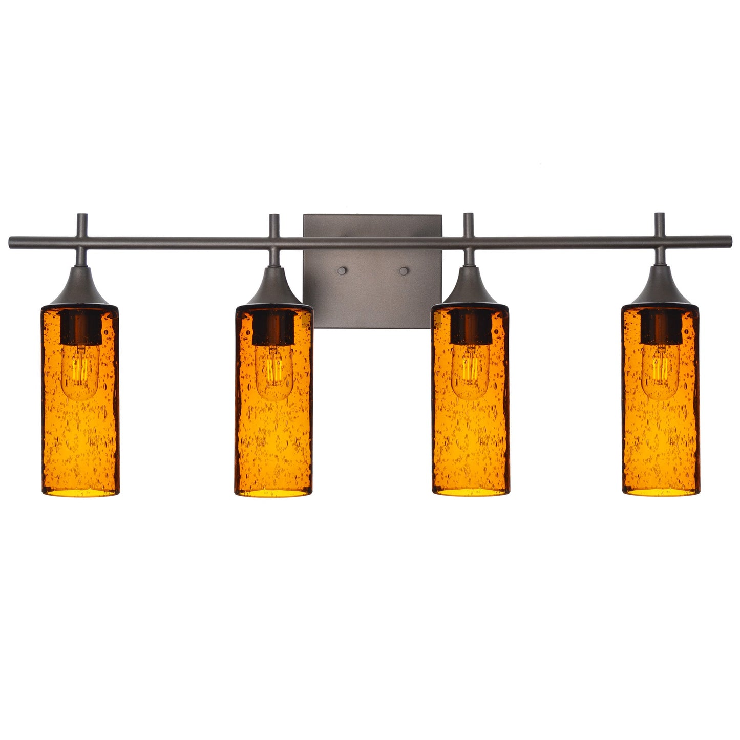 513 Lunar: 4 Light Wall Vanity-Glass-Bicycle Glass Co - Hotshop-Golden Amber-Dark Bronze-Bicycle Glass Co