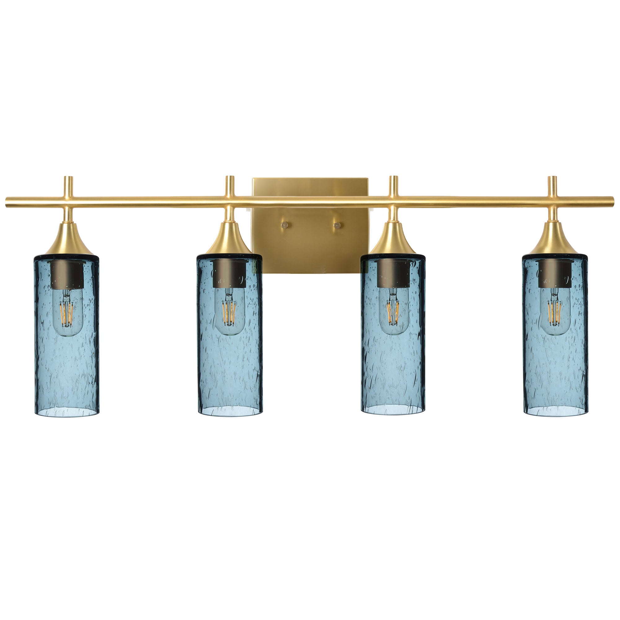 513 Lunar: 4 Light Wall Vanity-Glass-Bicycle Glass Co - Hotshop-Slate Gray-Polished Brass-Bicycle Glass Co