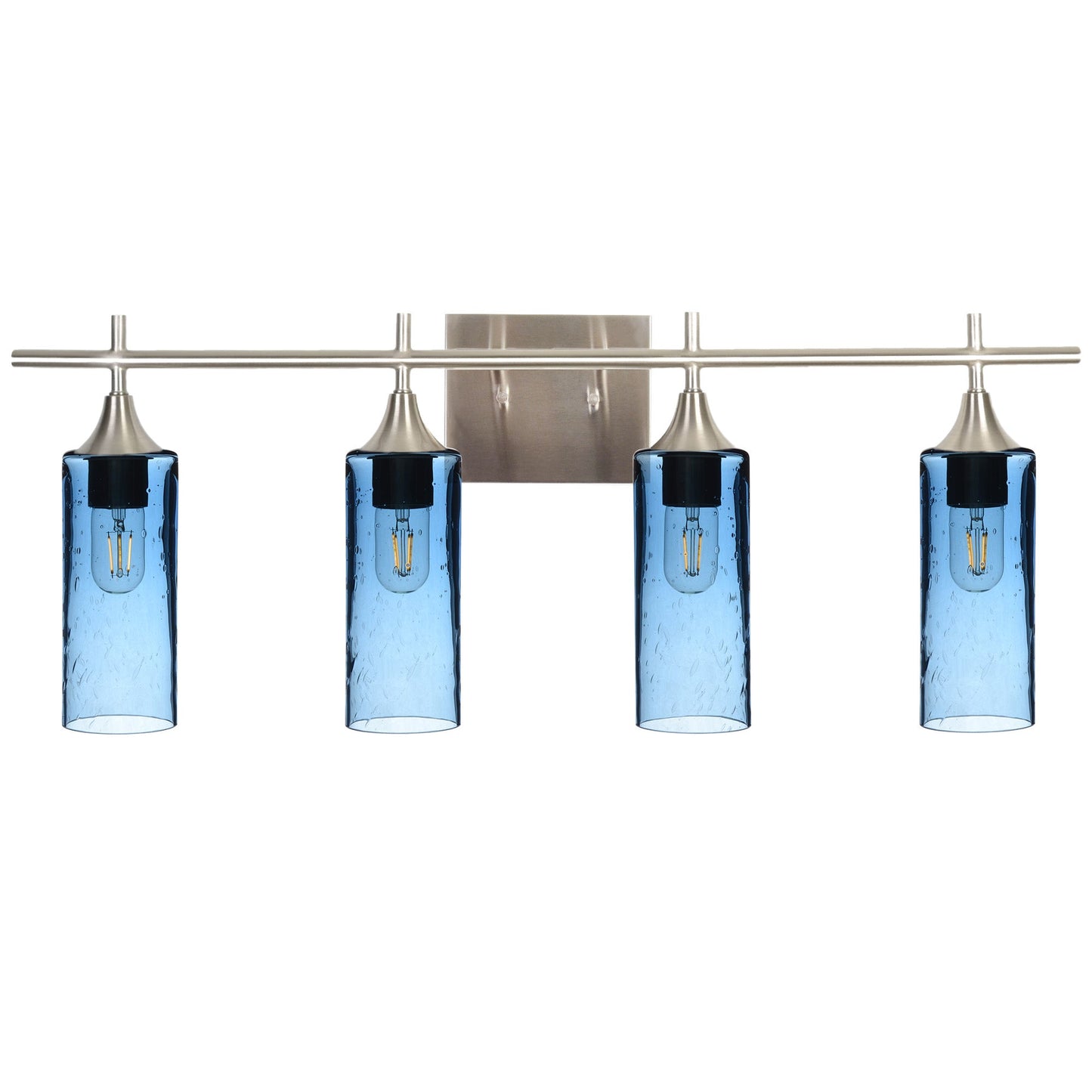 513 Lunar: 4 Light Wall Vanity-Glass-Bicycle Glass Co - Hotshop-Steel Blue-Brushed Nickel-Bicycle Glass Co